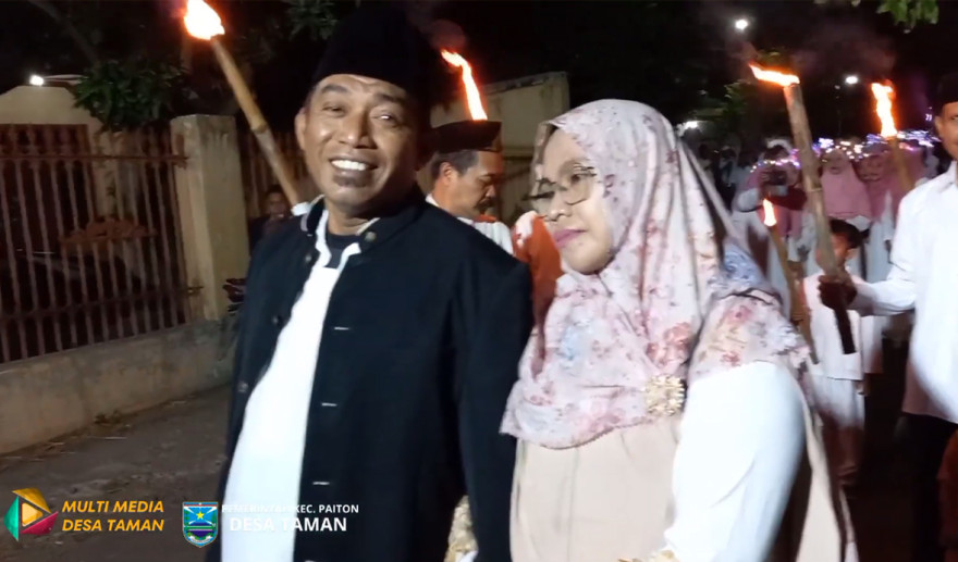 Ratusan Warga Desa Taman Antusias Ikuti Pawai Obor Sambut Tahun Baru Islam 1446 Hijriah